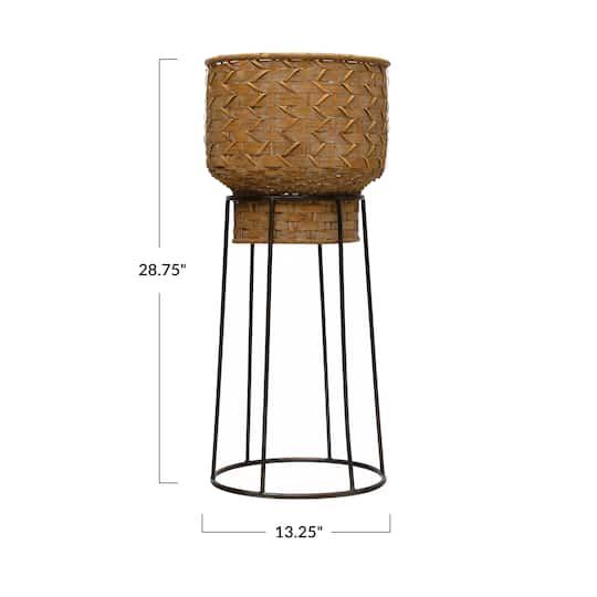 Hello Honey® Hand-Woven Planter with Metal Stand